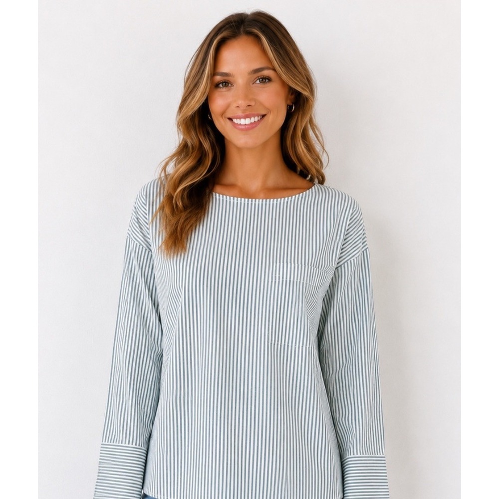 JCREW Striped Boatneck Tunic Women's Top Size 00 Green White